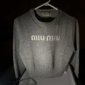 Miu Miu Light Gray Crew Neck Sweater